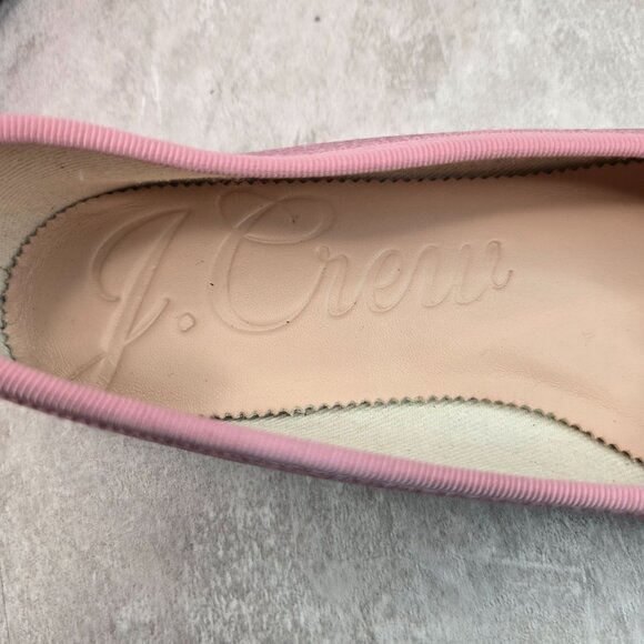 J. Crew Ballet Flats Size 7.5 Metallic Pink Leather Dressy Bow Ballerina Shoes - Picture 10 of 11